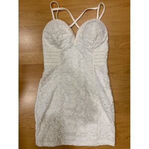 3/$15 White Mini Floral Lace Bodycon Dress